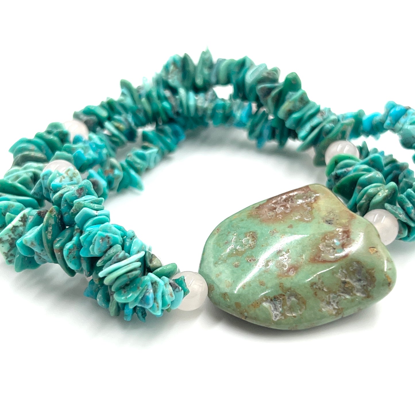 Turquoise Three strand Bracelets with Rose Quartz