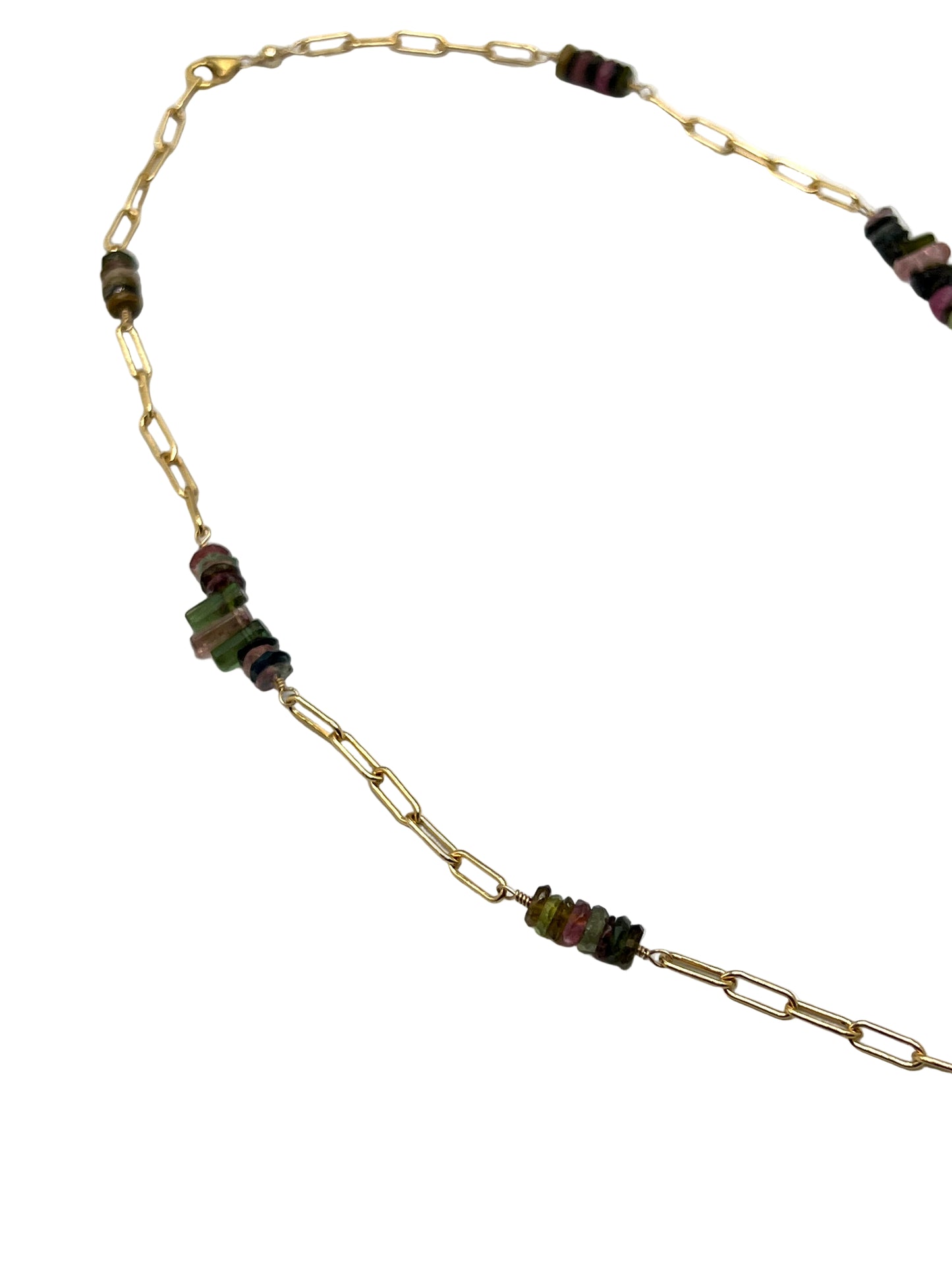 Watermelon Tourmaline Gold Filled Necklaces
