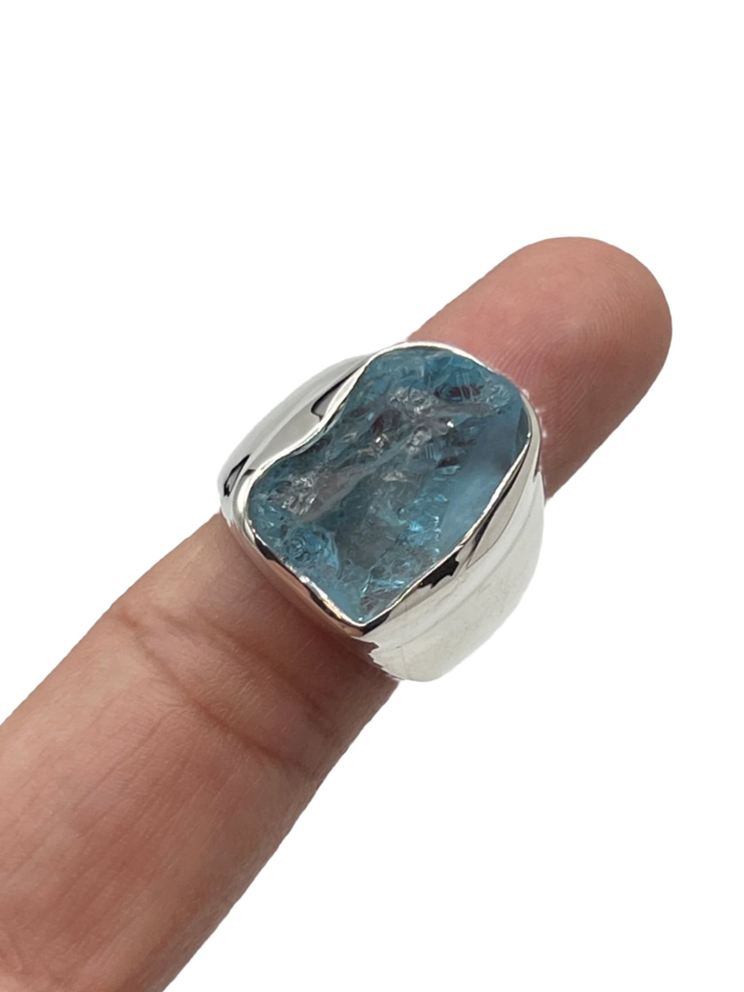 Sterling Silver Raw Blue Topaz Rings