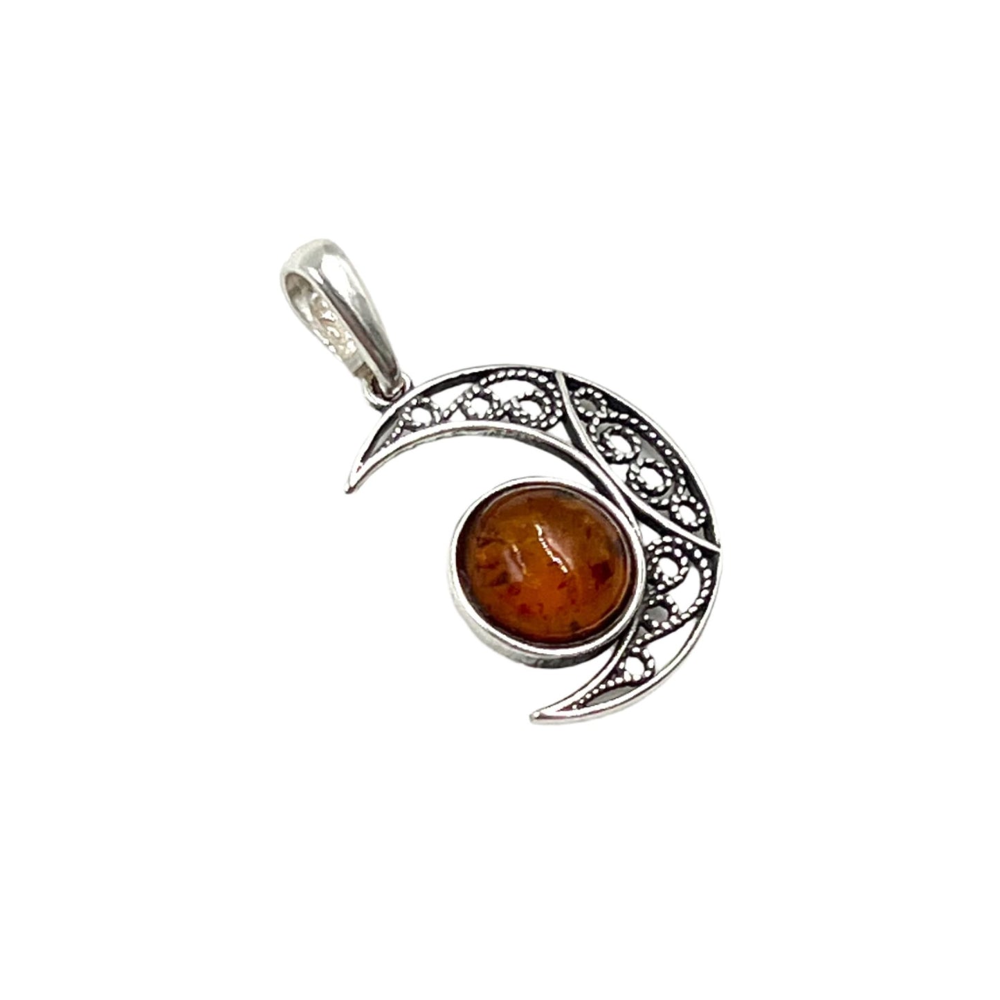 Sterling Silver Amber Moon Pendants
