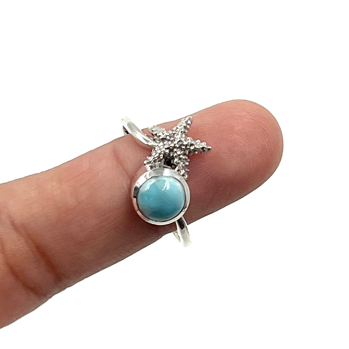 Sterling Silver Larimar Starfish Ring