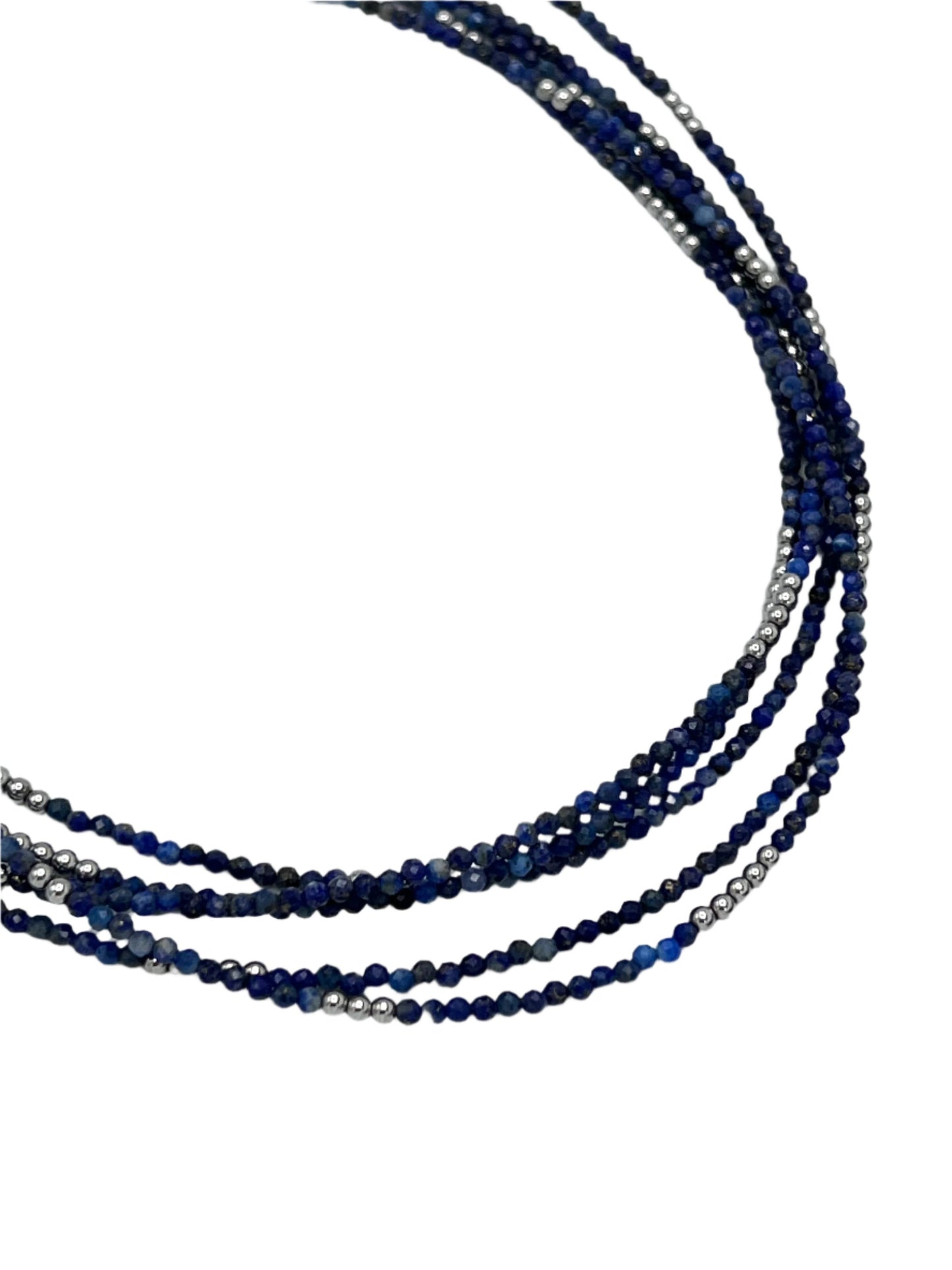 Sterling Silver Faceted Gemstone Beaded Necklace