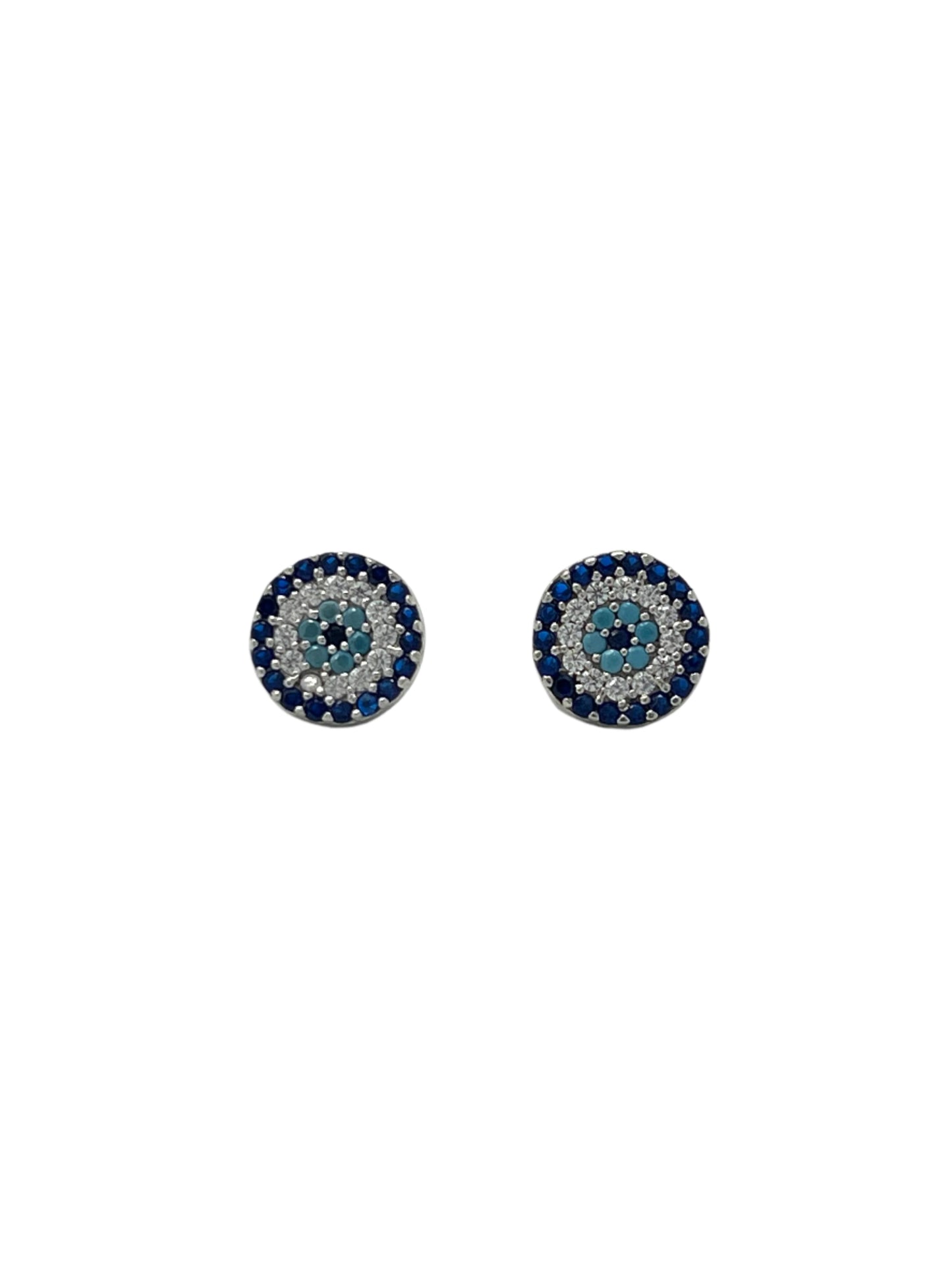 Silver Evil Eye Studs