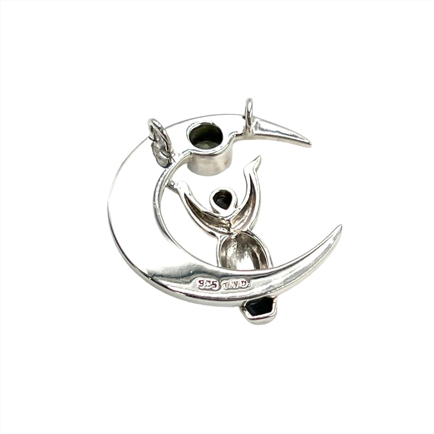 Moldavite Celtic Moon Goddess Pendant