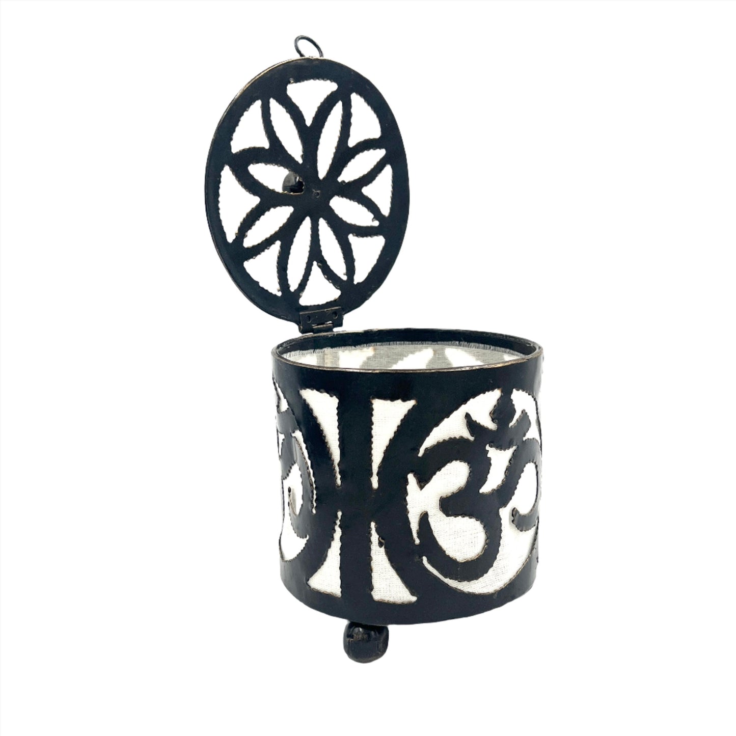Handcut Om Iron Candle Holders w/ Lid