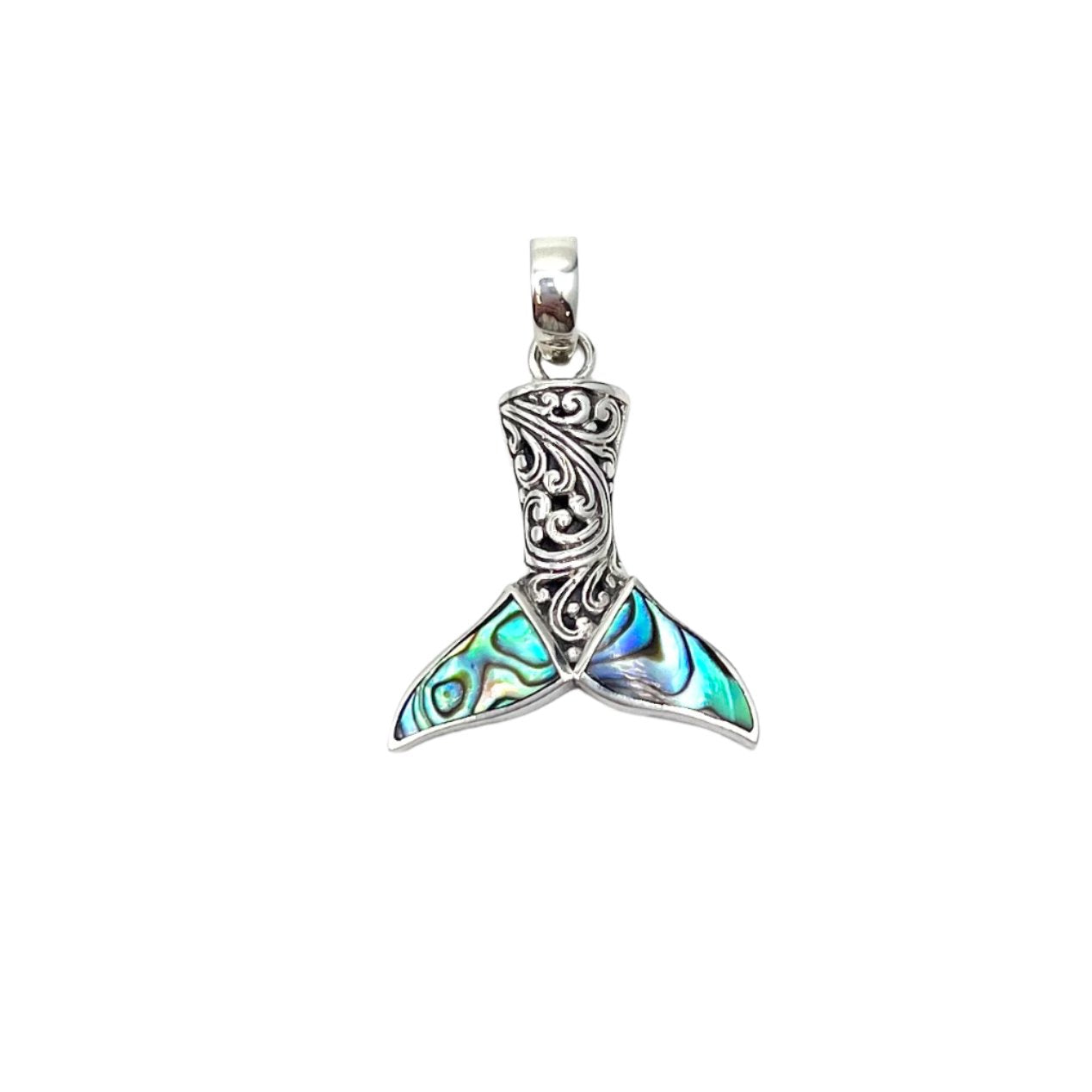 Sterling Silver Abalone Mermaid Tail Pendant