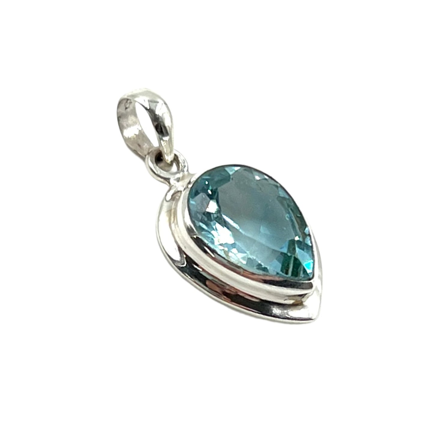 Sterling Silver Tear Drop Blue Topaz Pendants