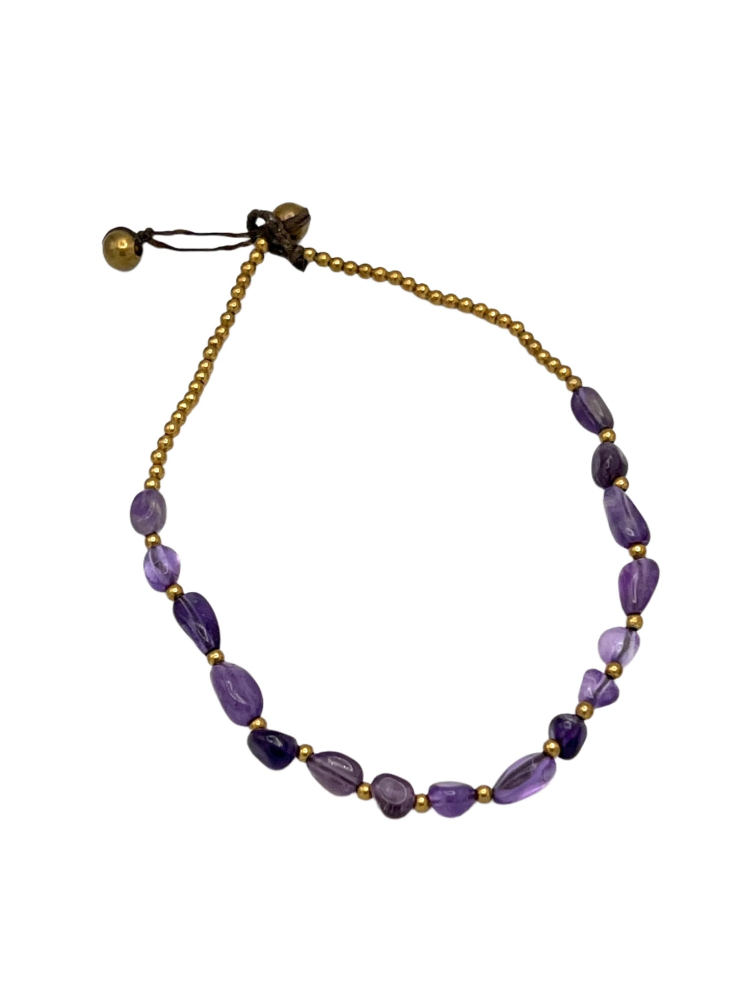 Freeform Gemstone Brass Anklets