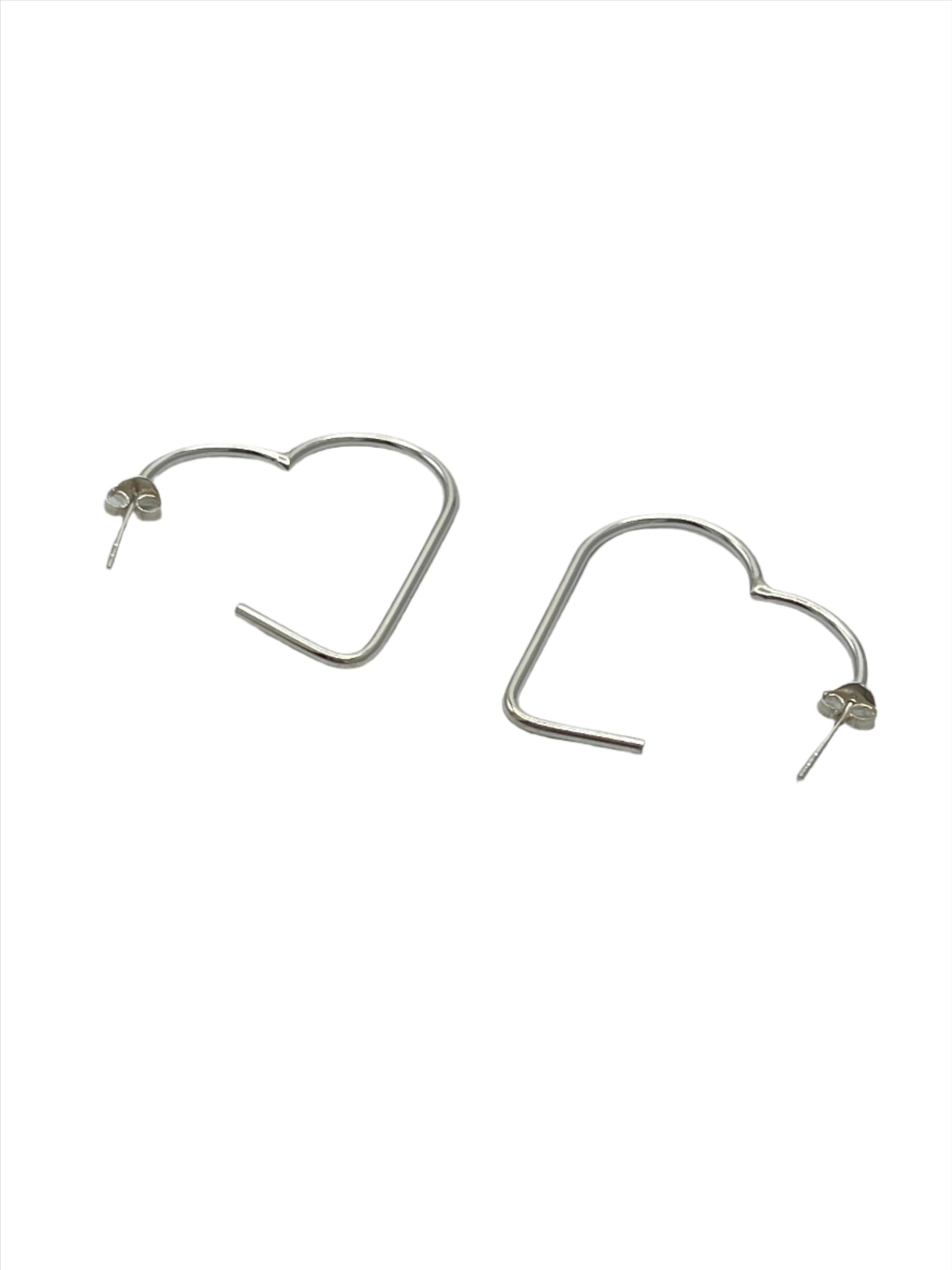 Sterling Silver Heart Hoop Earrings