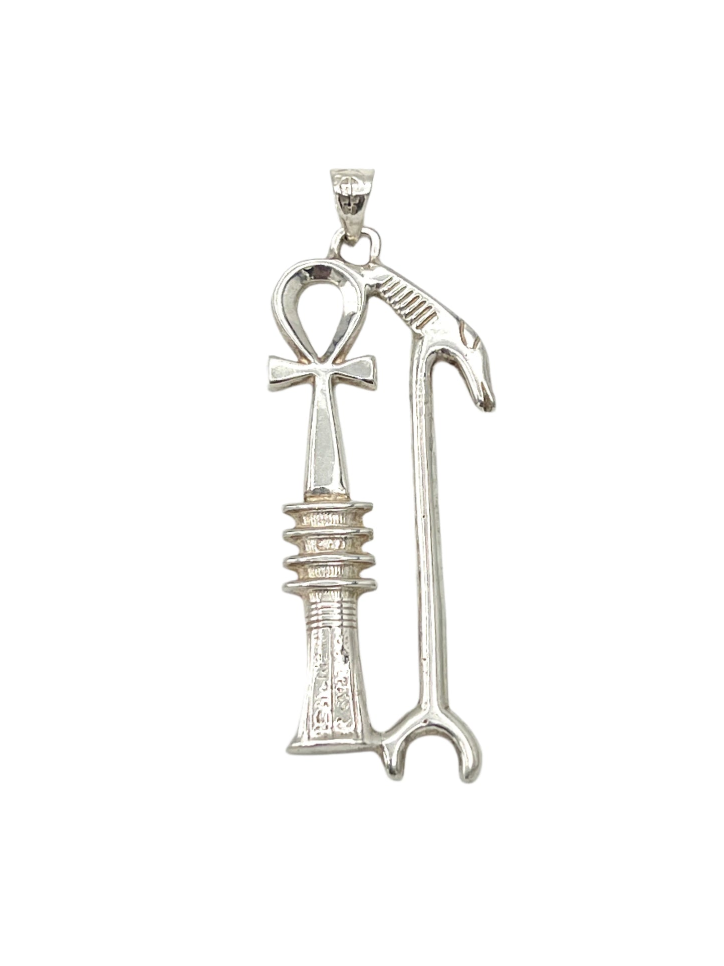 Silver Anhk Djed Was Scepter Pendant