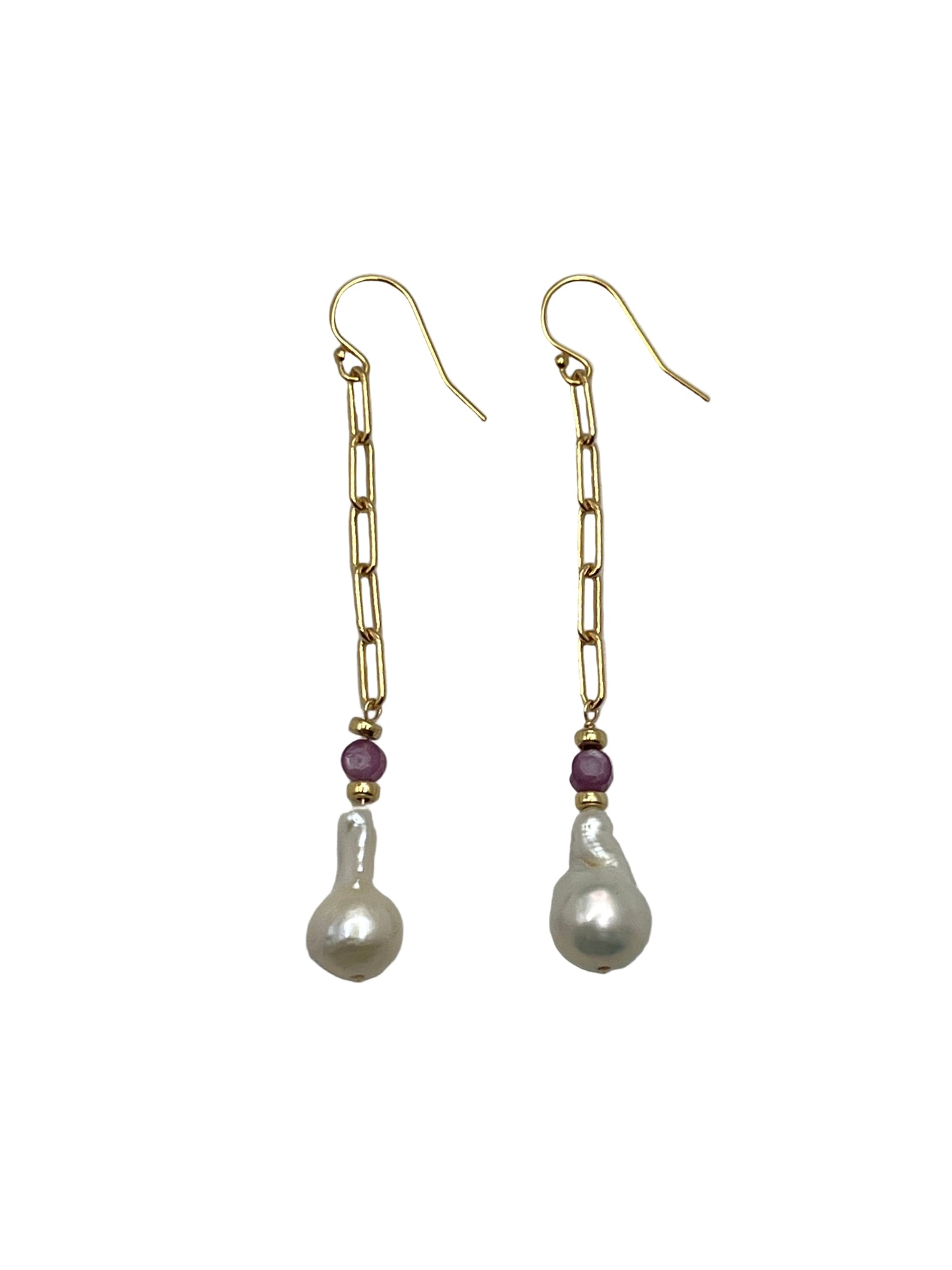 Pearl & Star Ruby Gold Filled Earrings
