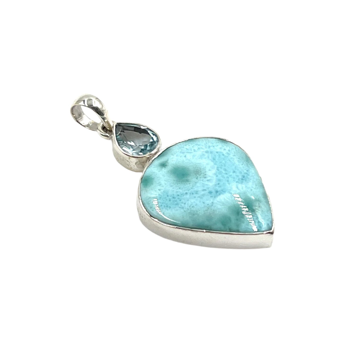 Sterling Silver Larimar & Blue Topaz Pendants