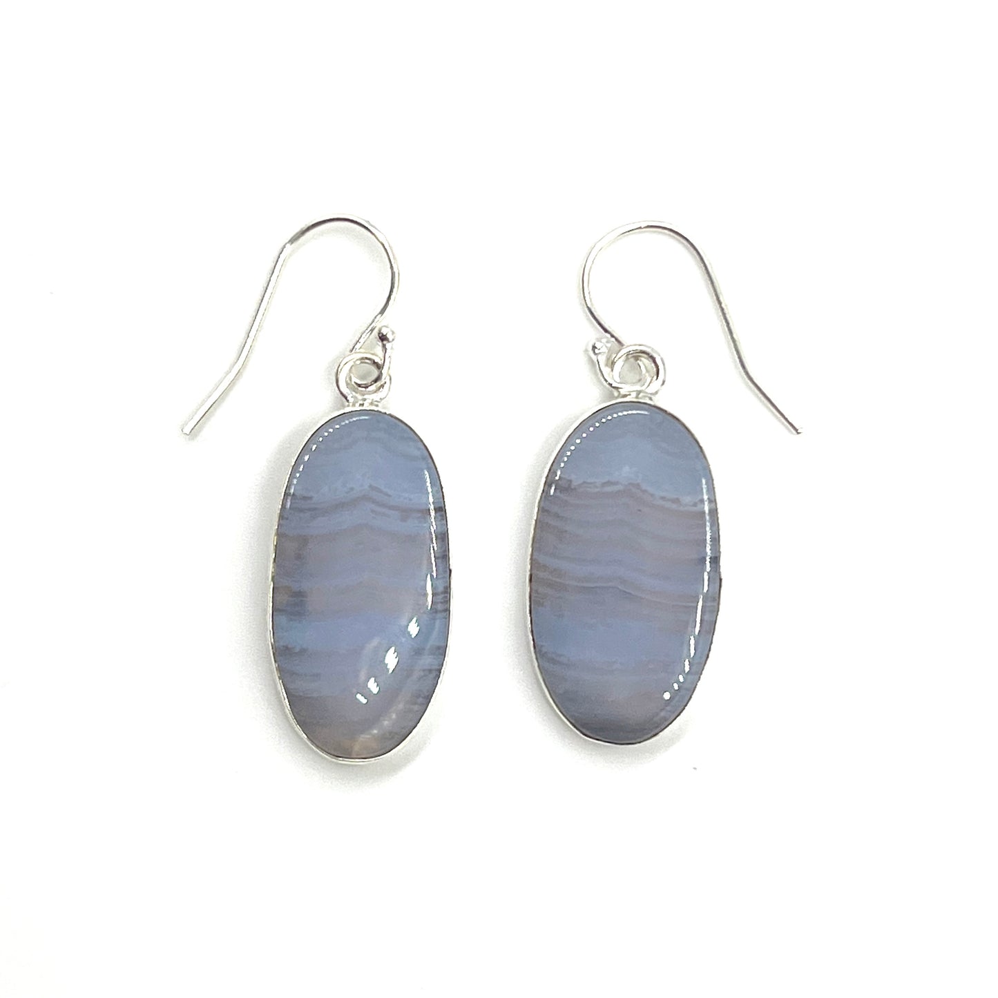 Oval Blue Lace Agate Earrings