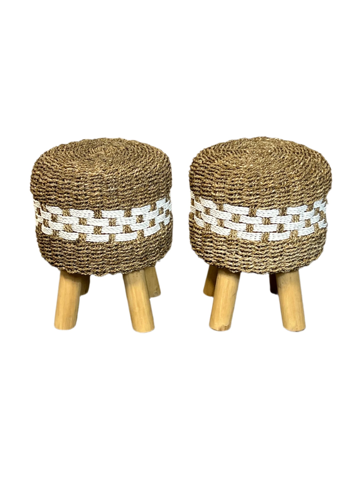 Teakwood & Rattan Table & Stool Sets