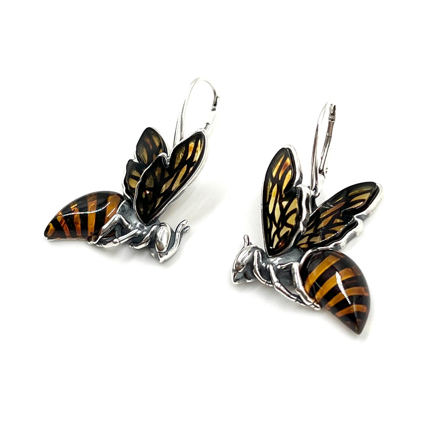 Amber Bee Dangle Earrings
