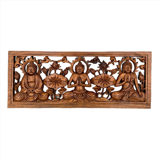 Tri-Buddha Mudra Panel Carving