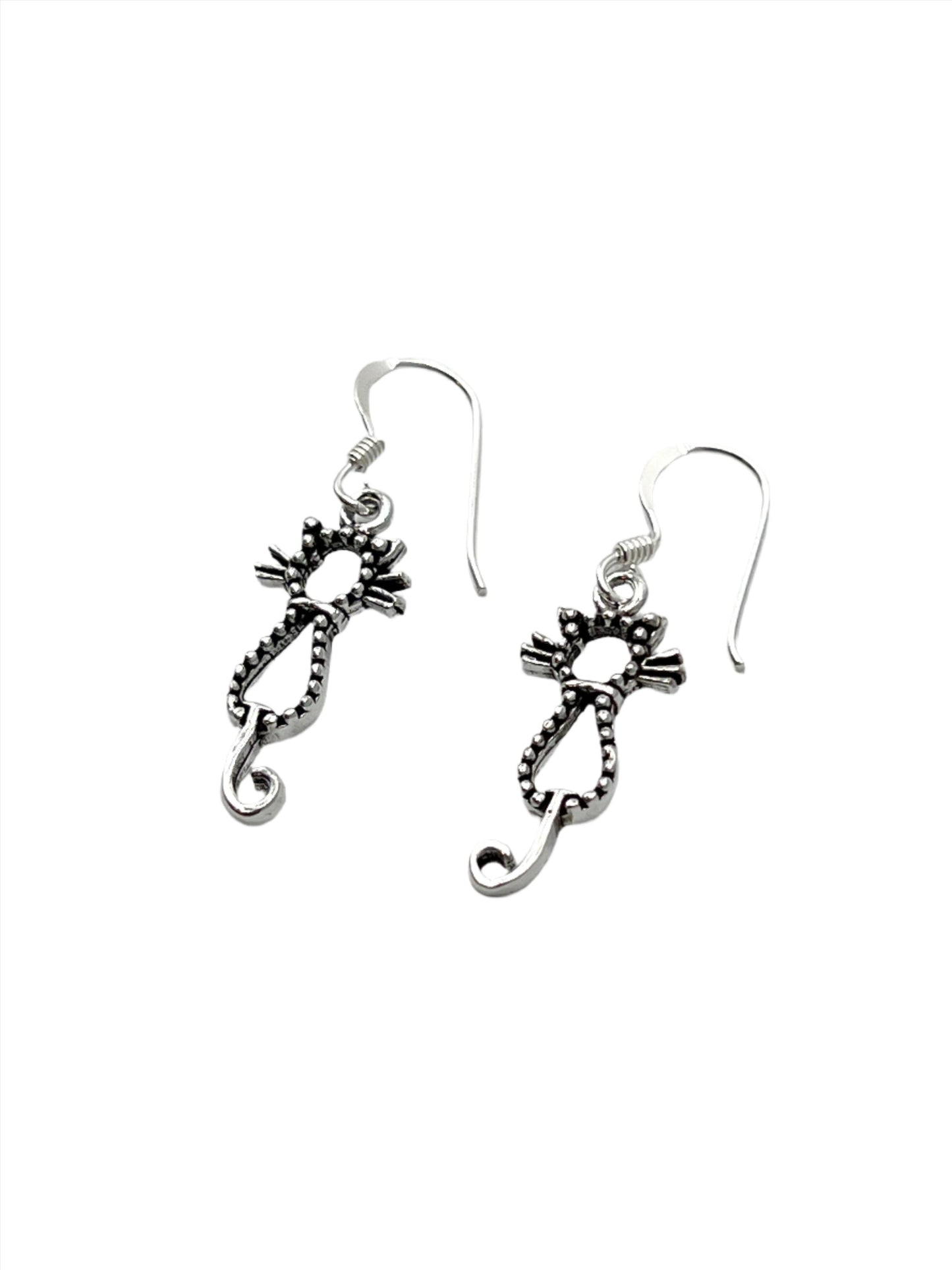 Sterling Silver Beaded Cats Earrings
