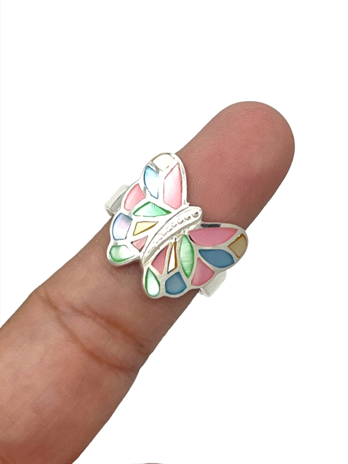 Sterling Silver Shell Butterfly Rings