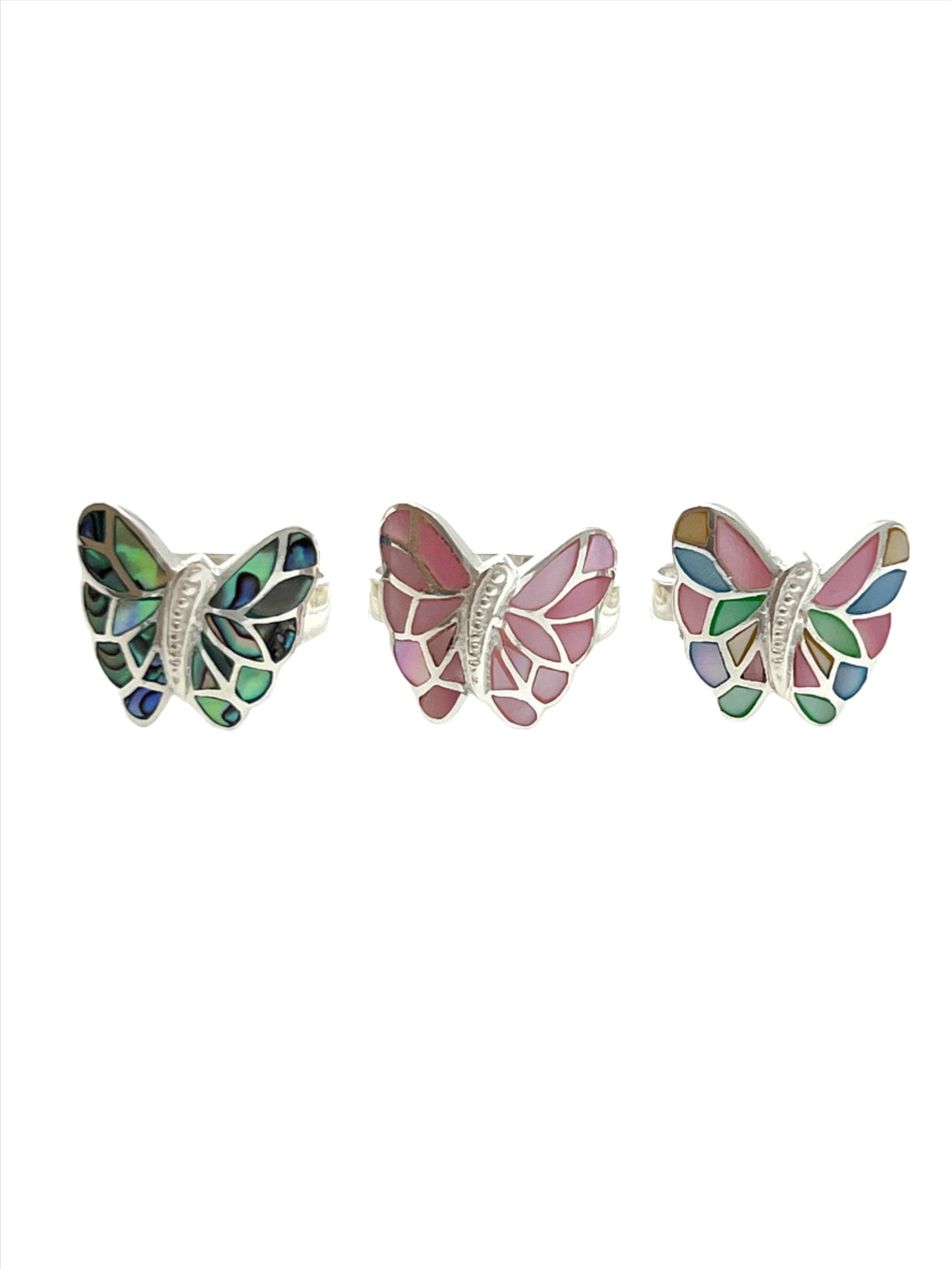 Sterling Silver Shell Butterfly Rings