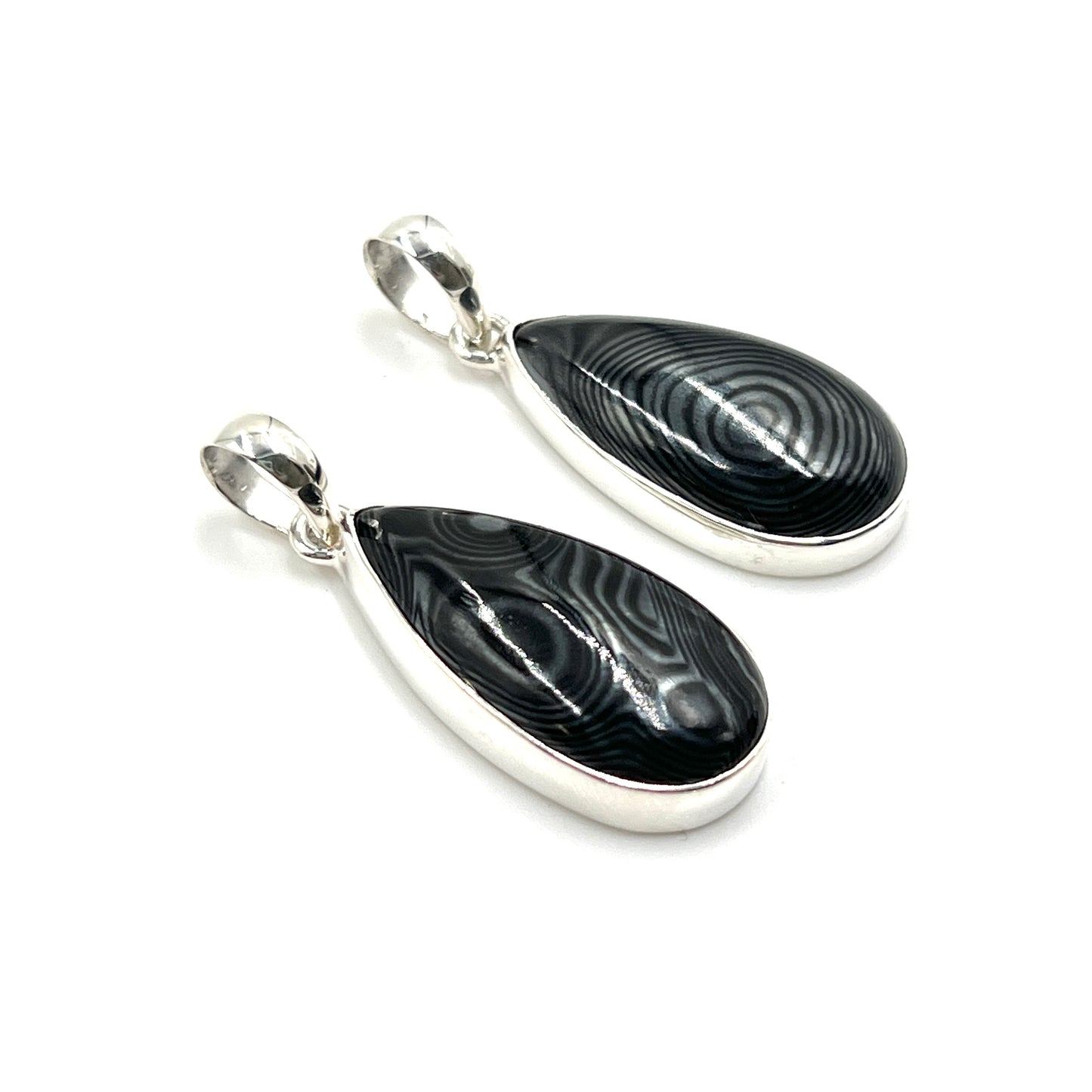 Psilomelane Teardrop Pendants