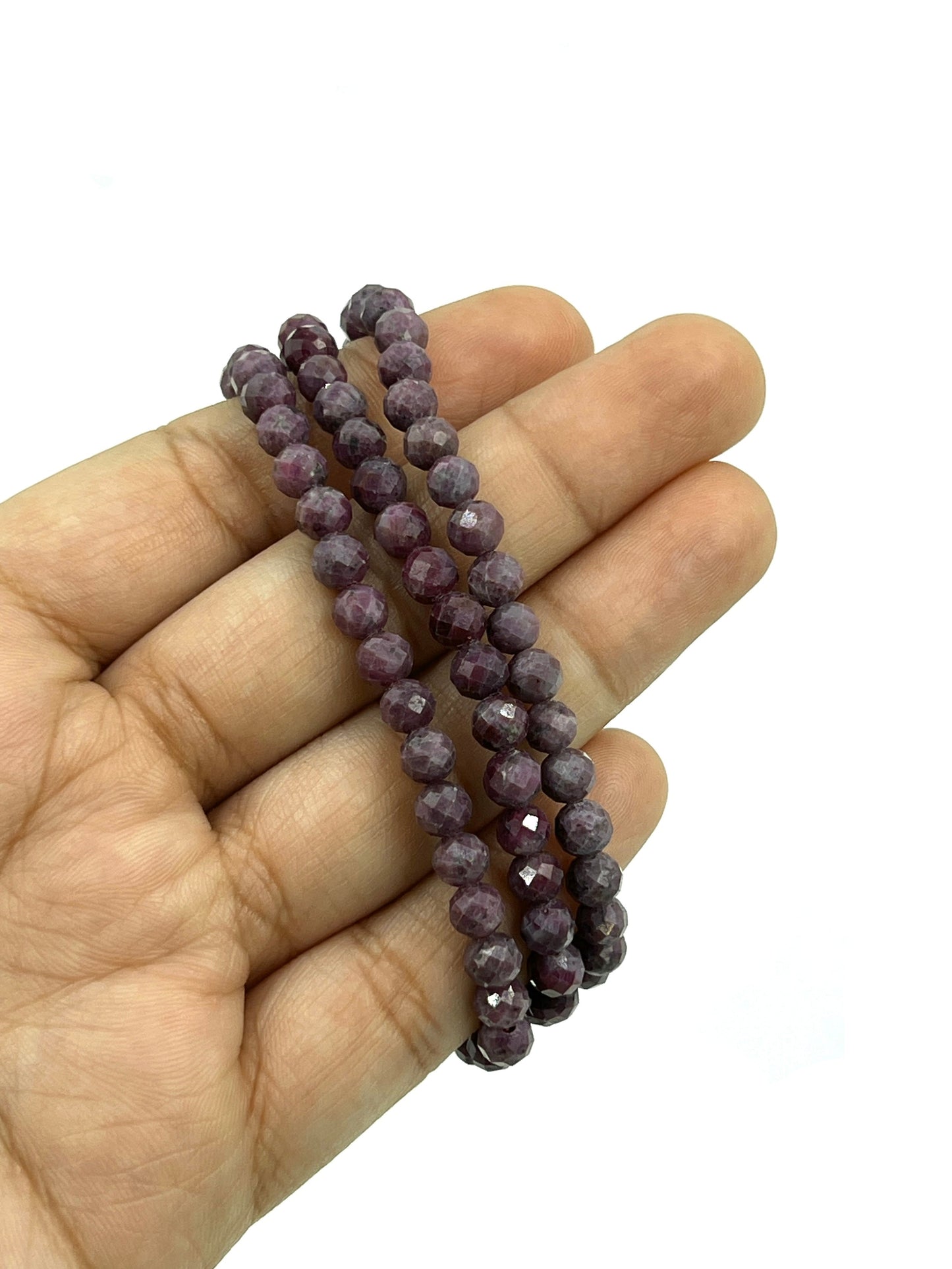 Faceted Ruby Stretchy Bracelets