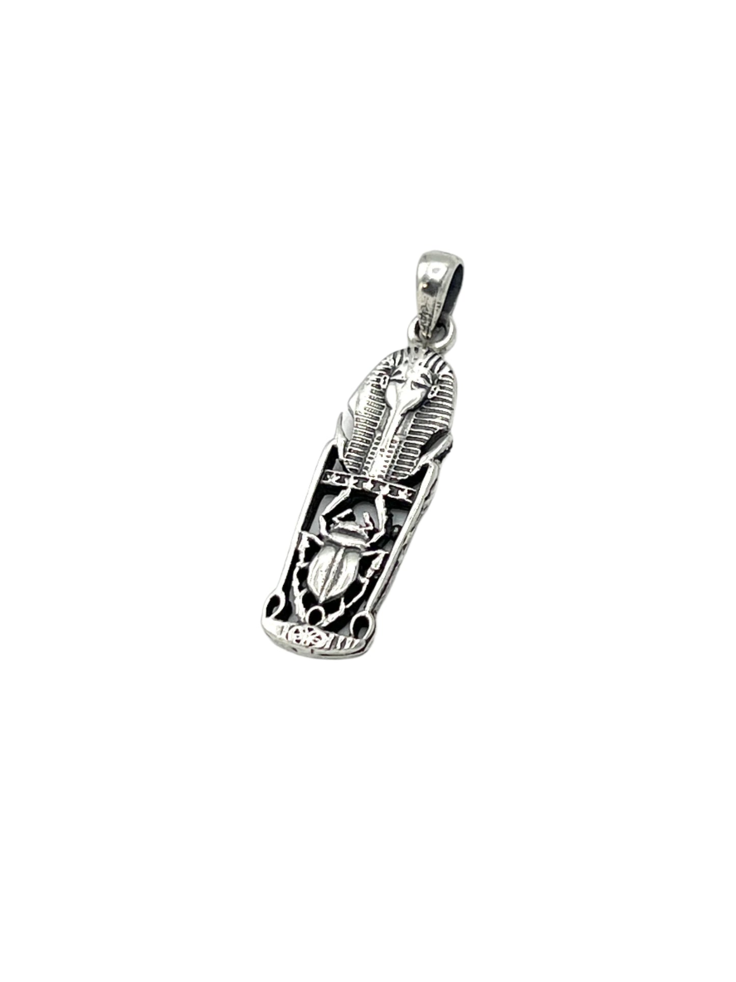 Silver Pharaoh Scarab Pendants