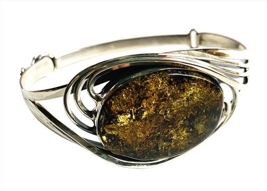 Sterling Silver Green Amber Bracelets Twist