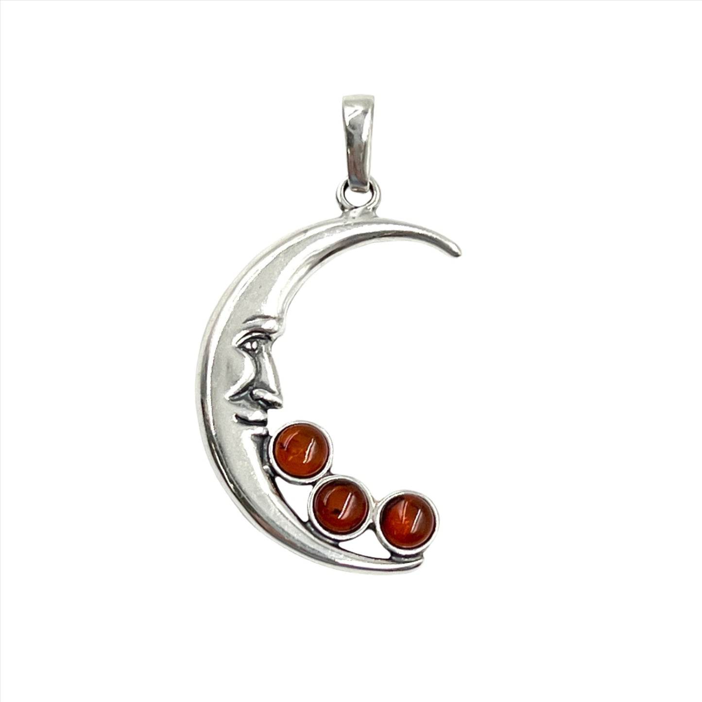 Sterling Silver Amber Moon Pendants