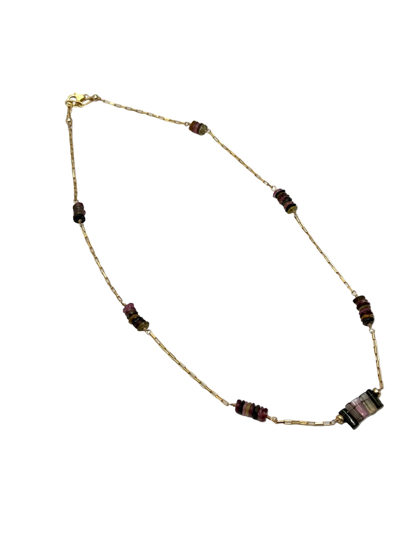 Watermelon Tourmaline Gold Filled Necklaces