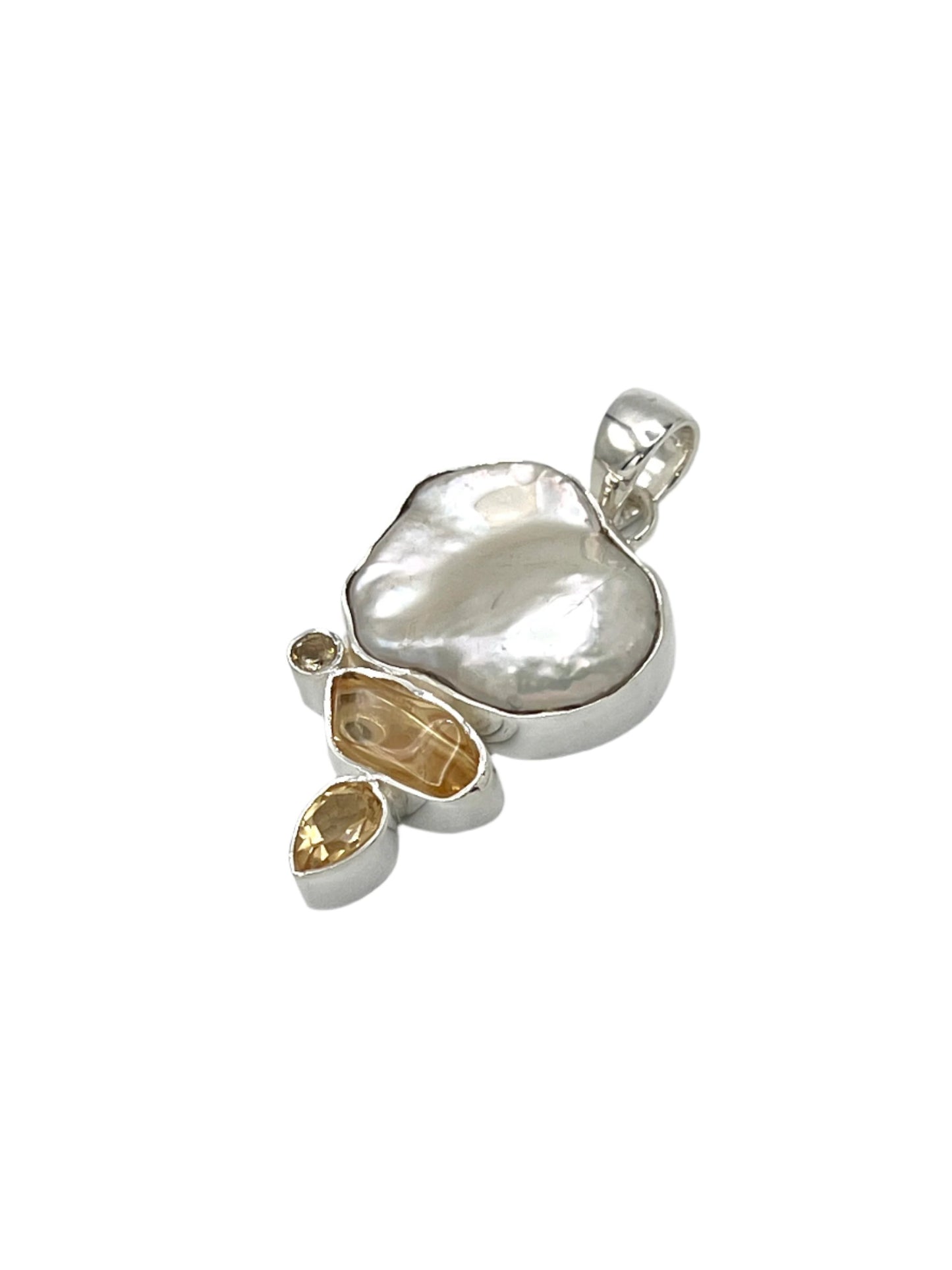 Sterling Silver Pearl & Citrine Pendants