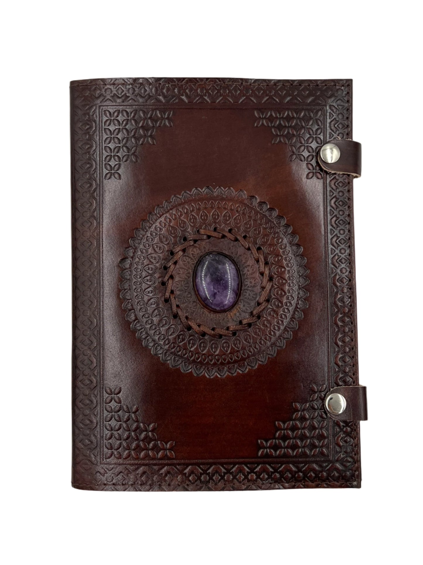 Camel Leather Gemstone Journal | Mandala | 10" x 7" x 1/2"