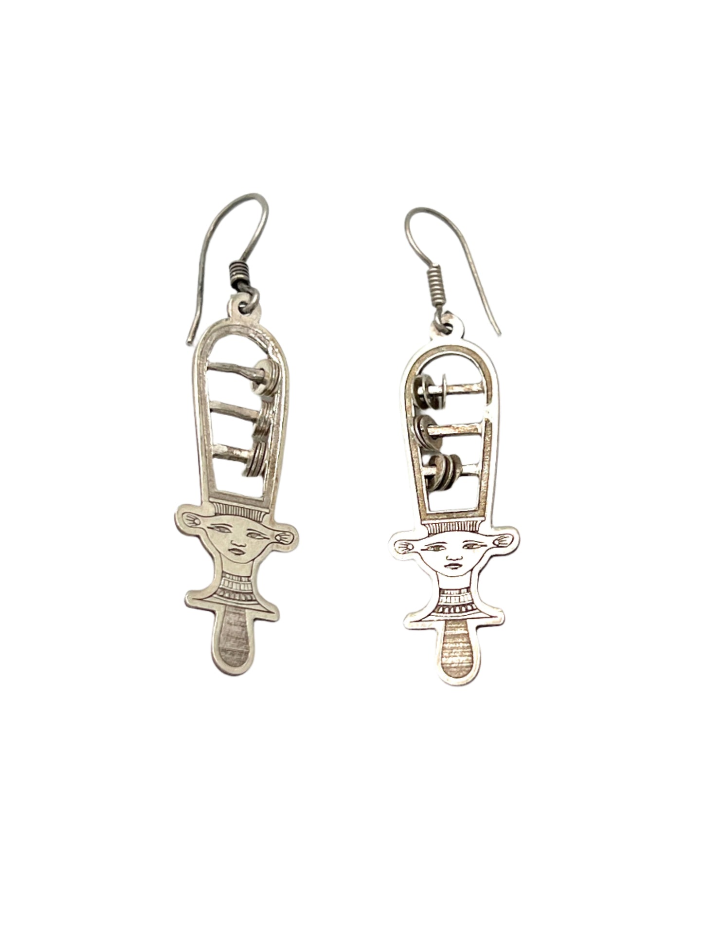 Silver Sistrum Goddess Earrings