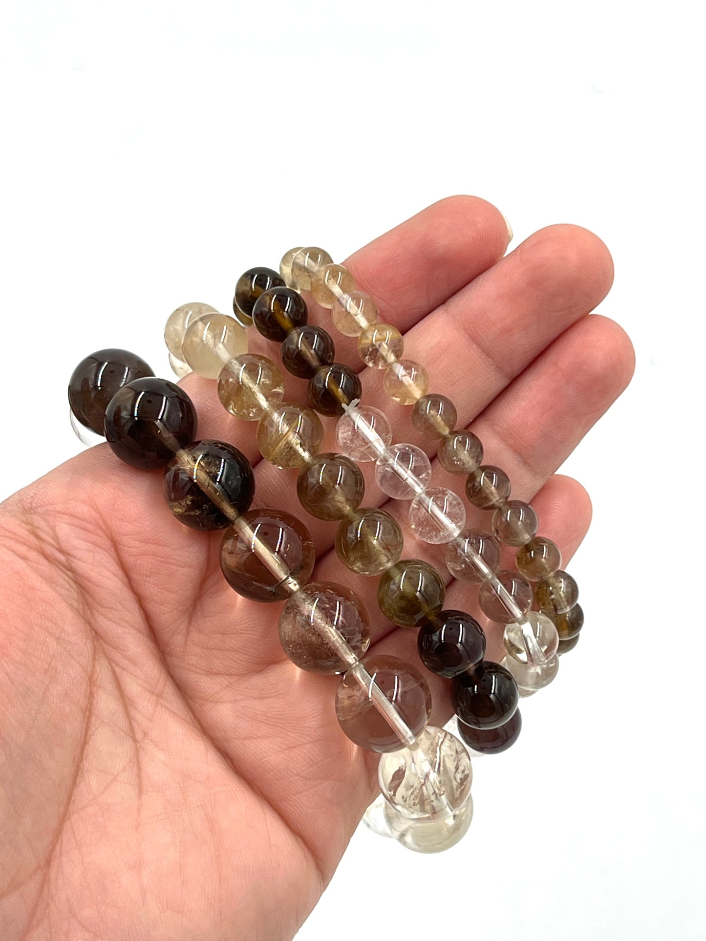 Smoky Quartz & Clear Quartz Stretchy Bracelets