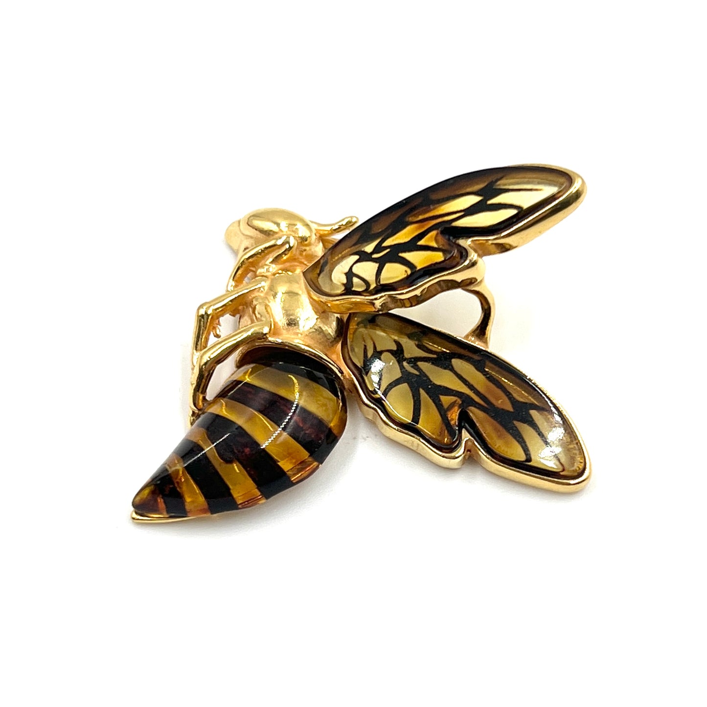 Gold Plated Silver Amber Queen Bee Pendants