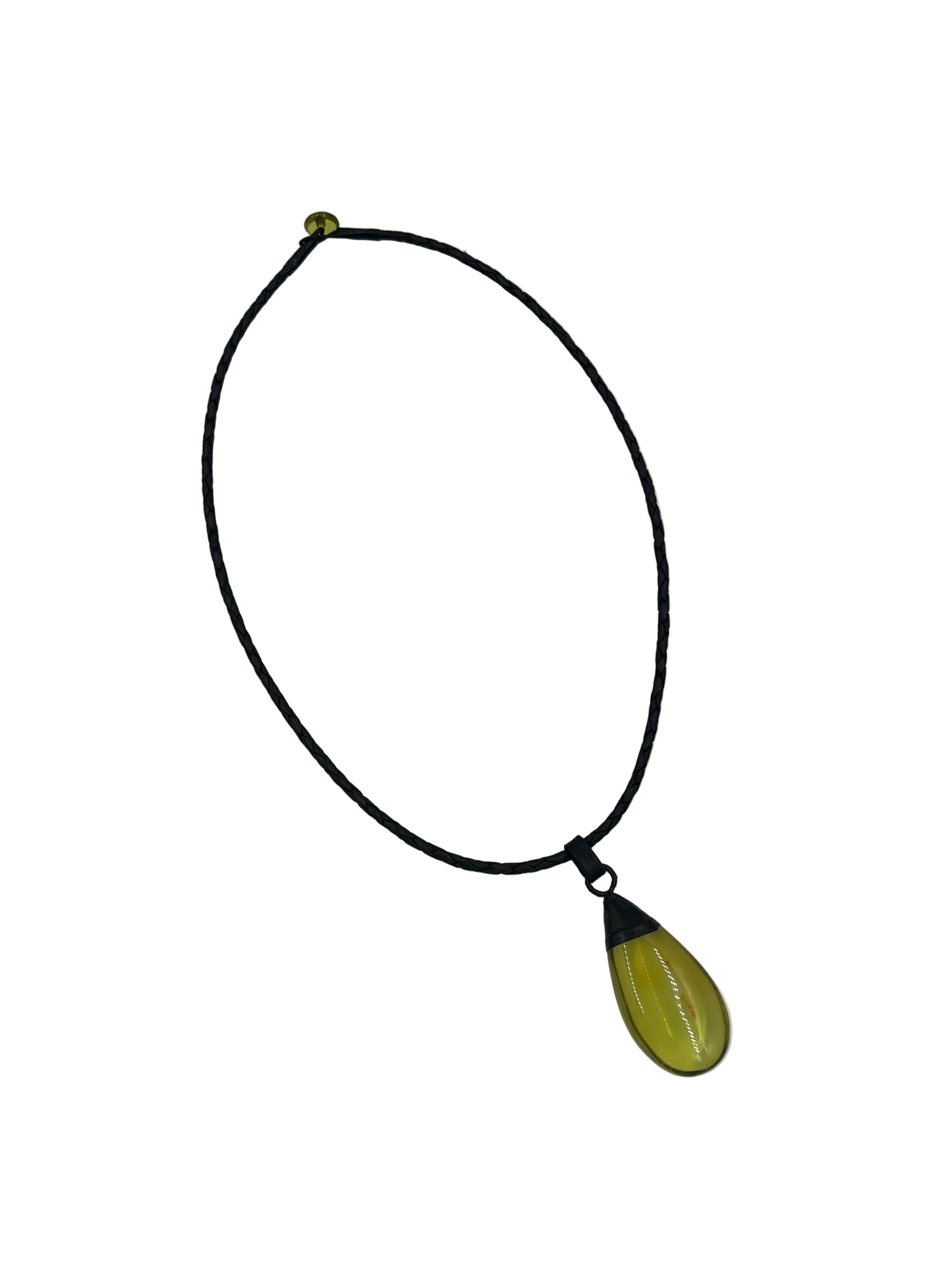 Green Amber Drop Necklace