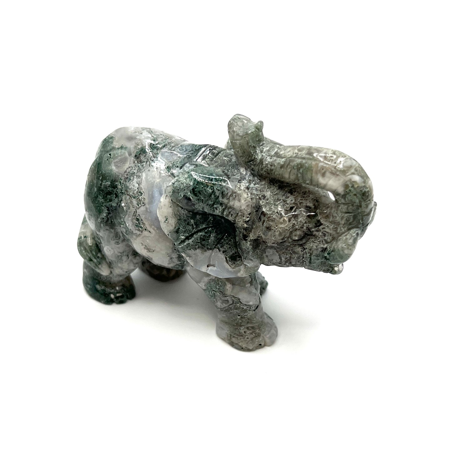 Moss Agate Elephants