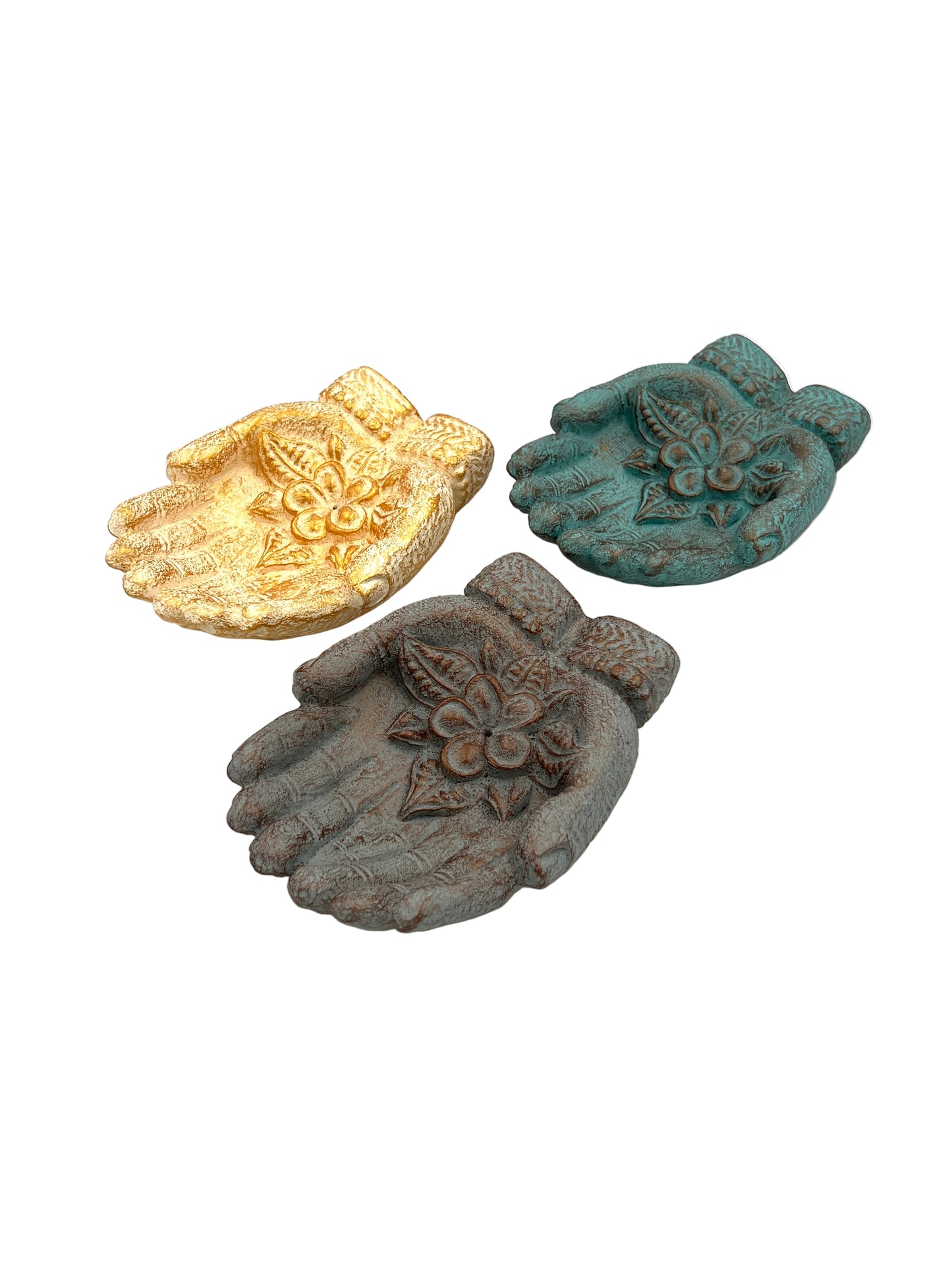 Resin Lotus Double Hand Incense Burner