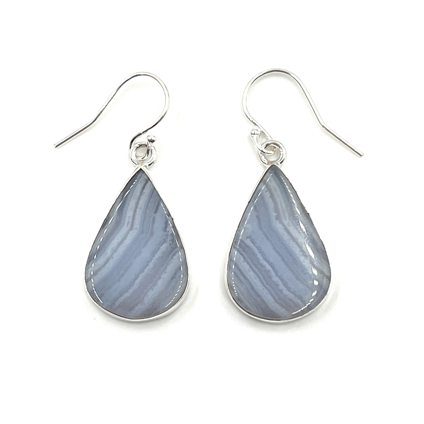 Teardrop Blue Lace Agate Earrings