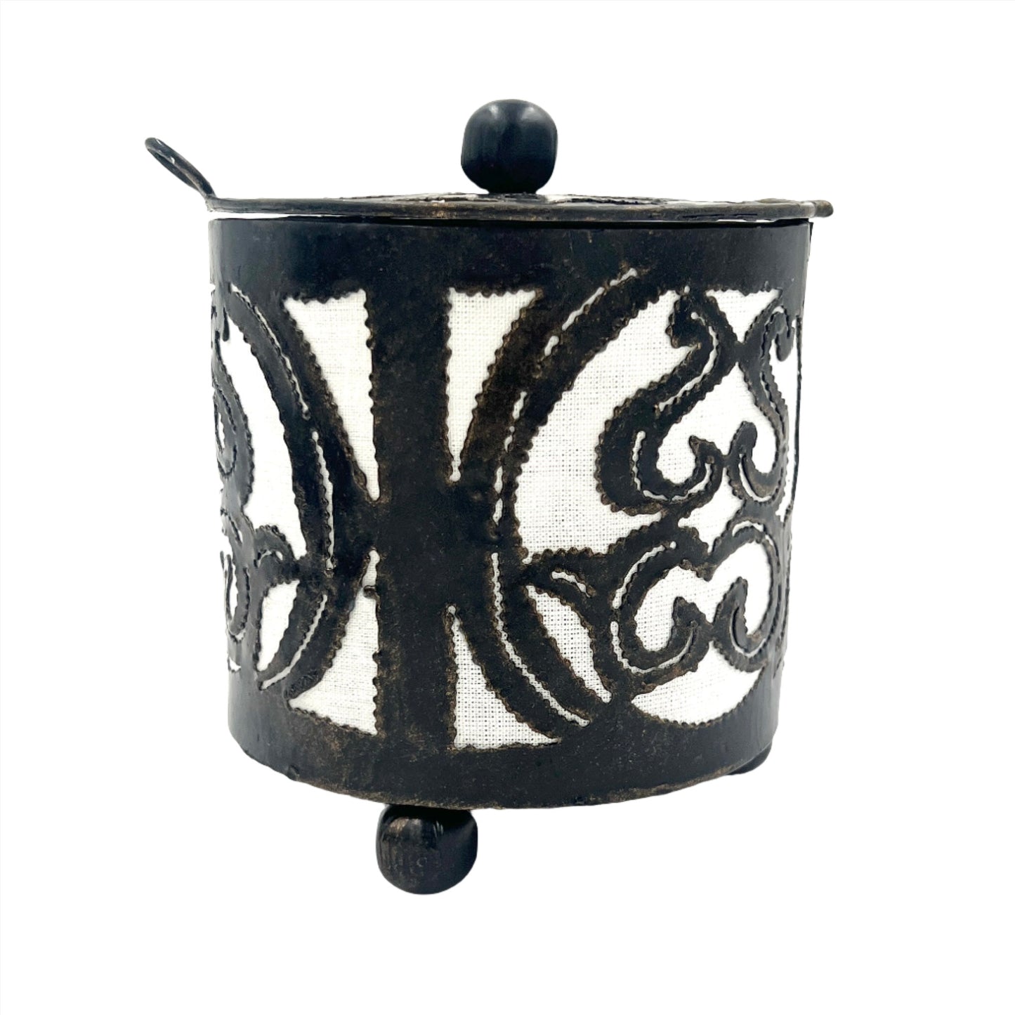 Handcut Swirls Iron Candle Holders w/ Lid