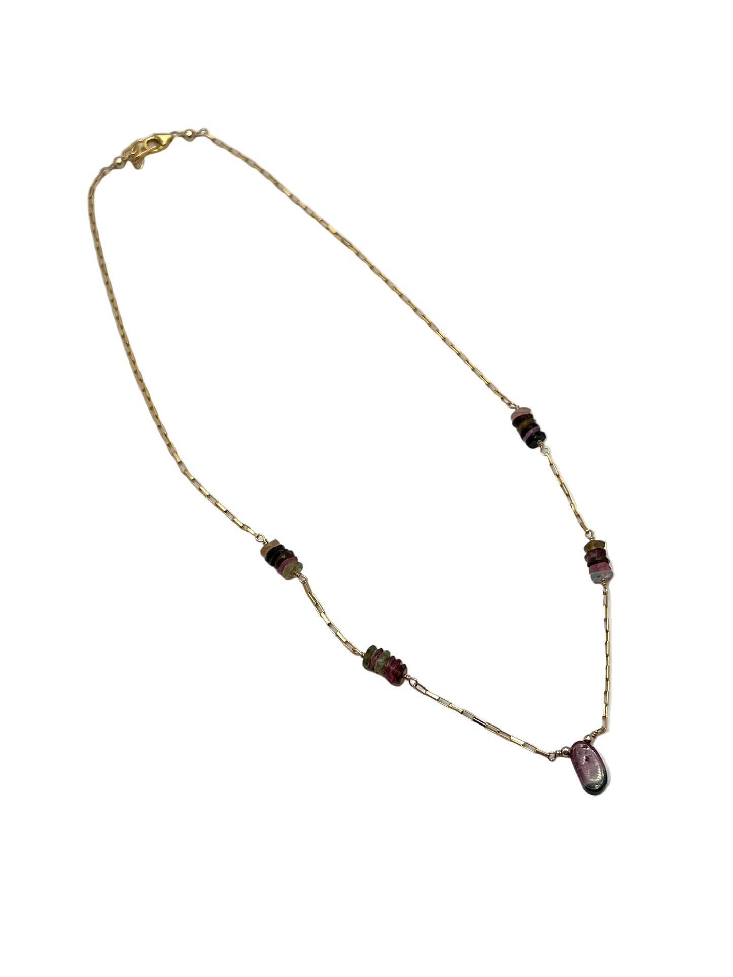 Watermelon Tourmaline Gold Filled Necklaces