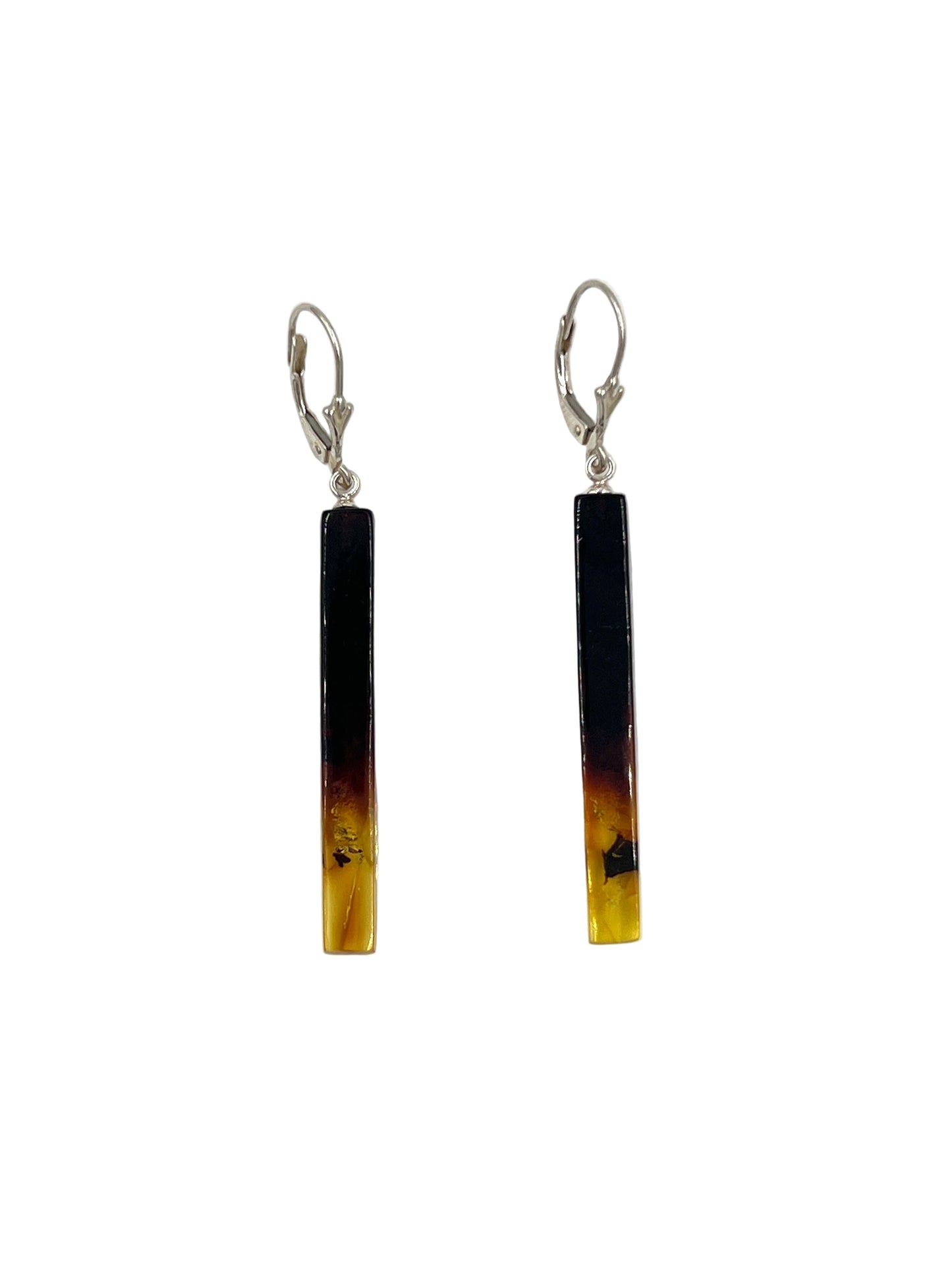 Silver Amber Drop Earrings