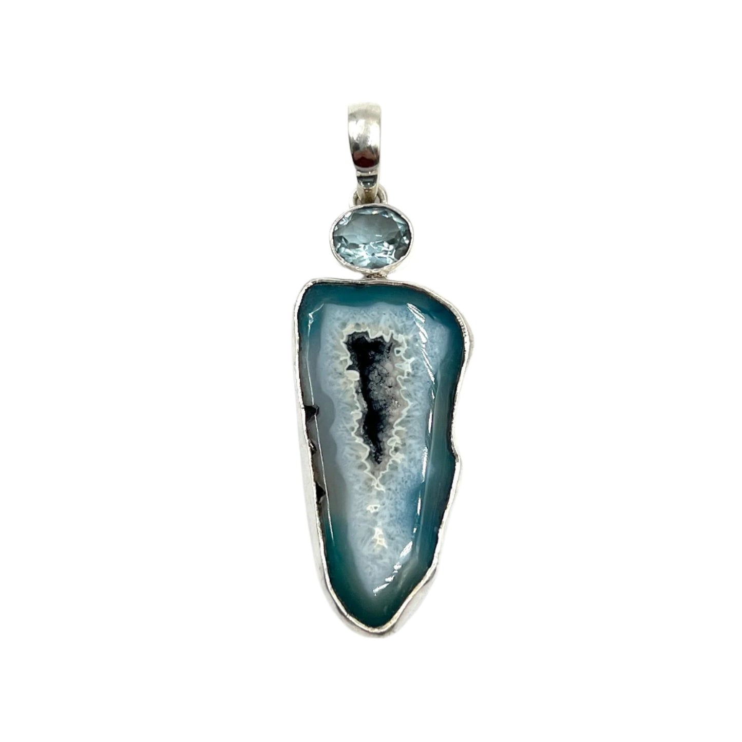 Blue Druzy Agate Pendants