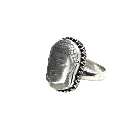 Clear Quartz Buddha Ring