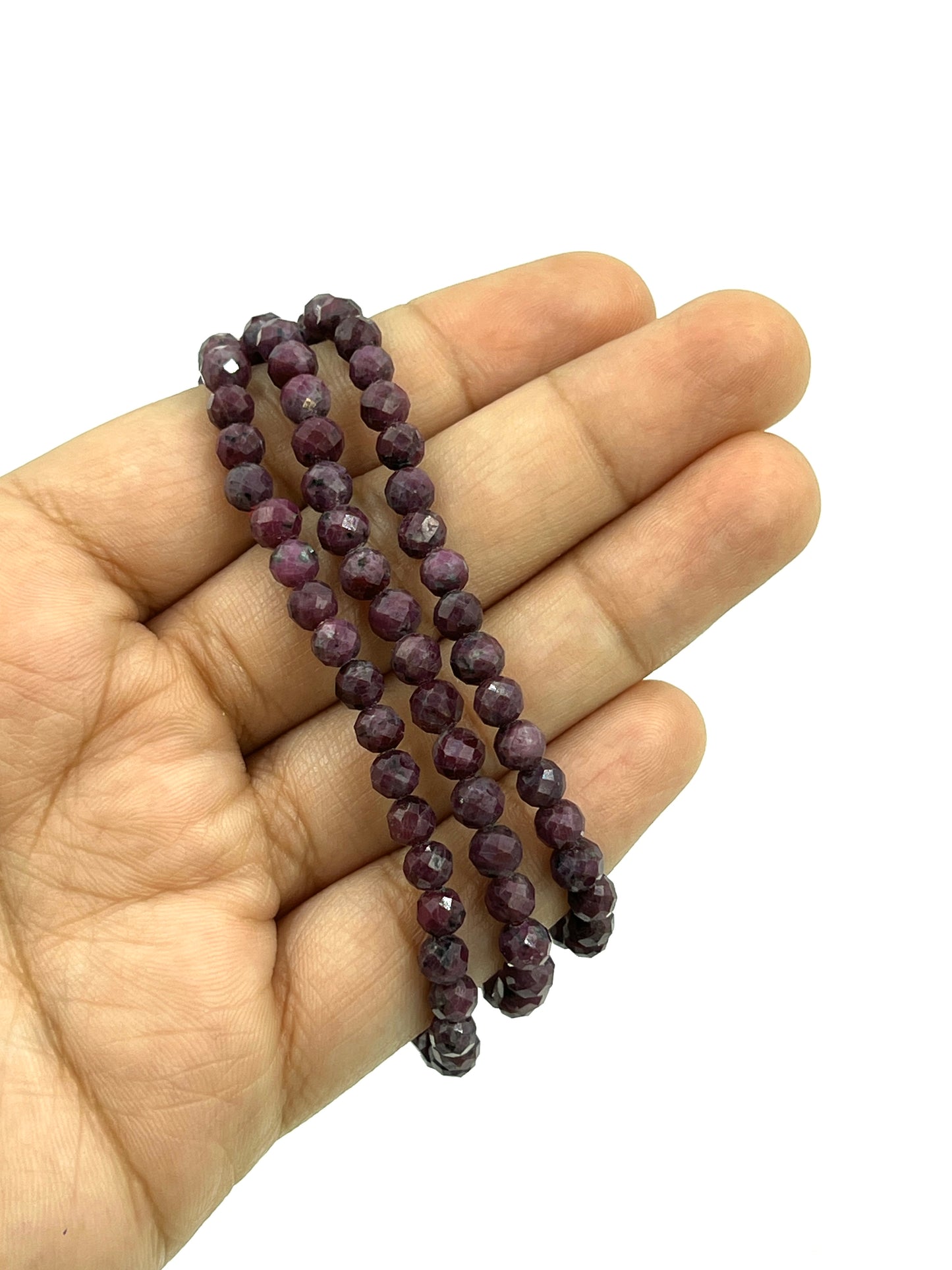 Faceted Ruby Stretchy Bracelets