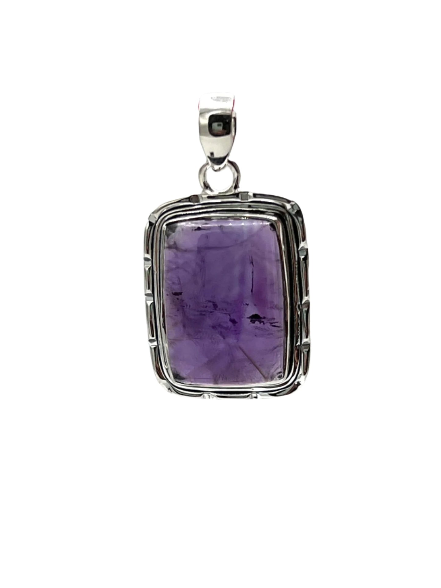 Sterling Silver Rectangle Amethyst Pendants