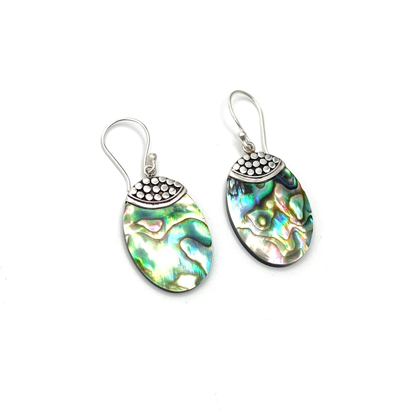 Sterling Silver Oval Abalone Earrings