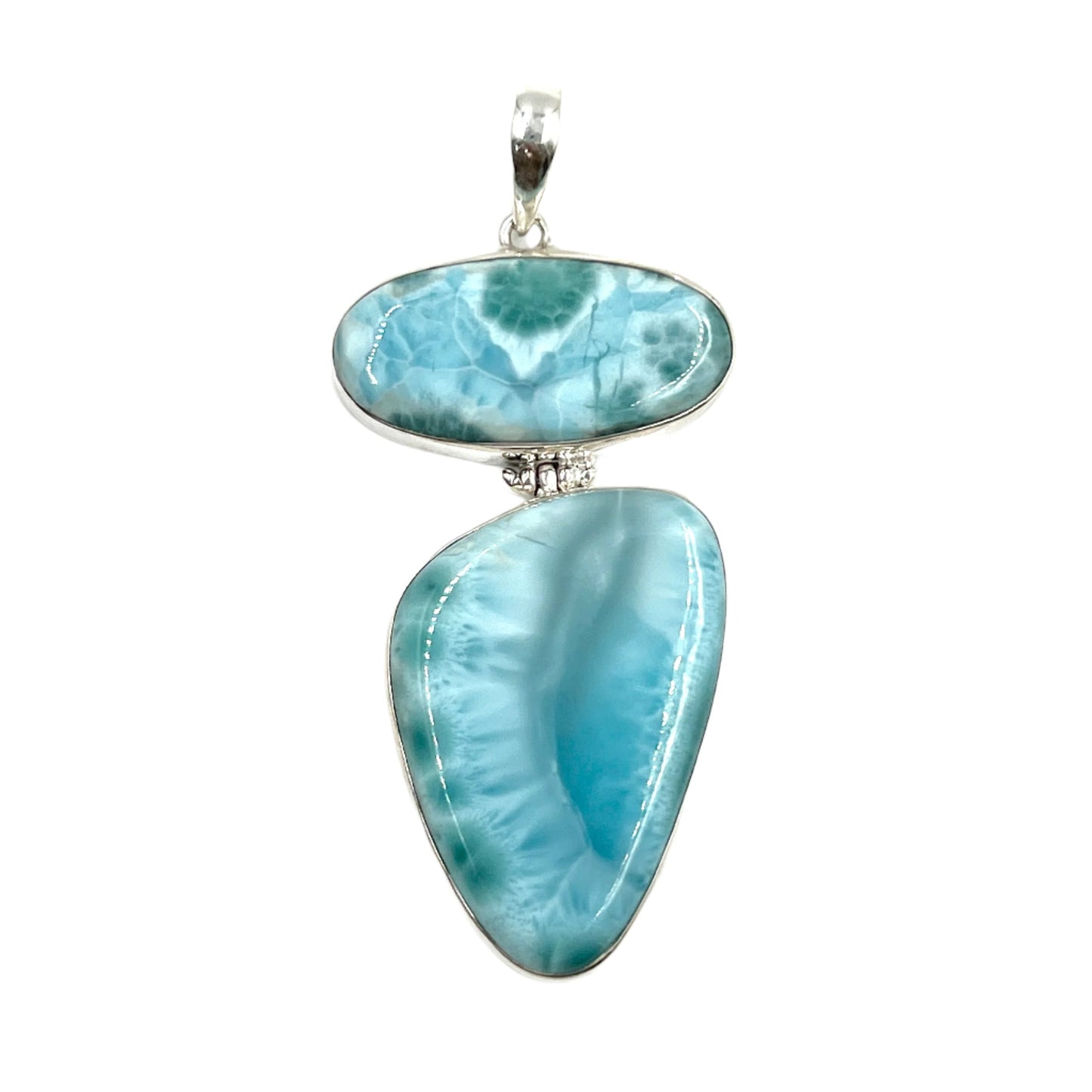 Sterling Silver Double Larimar Pendant