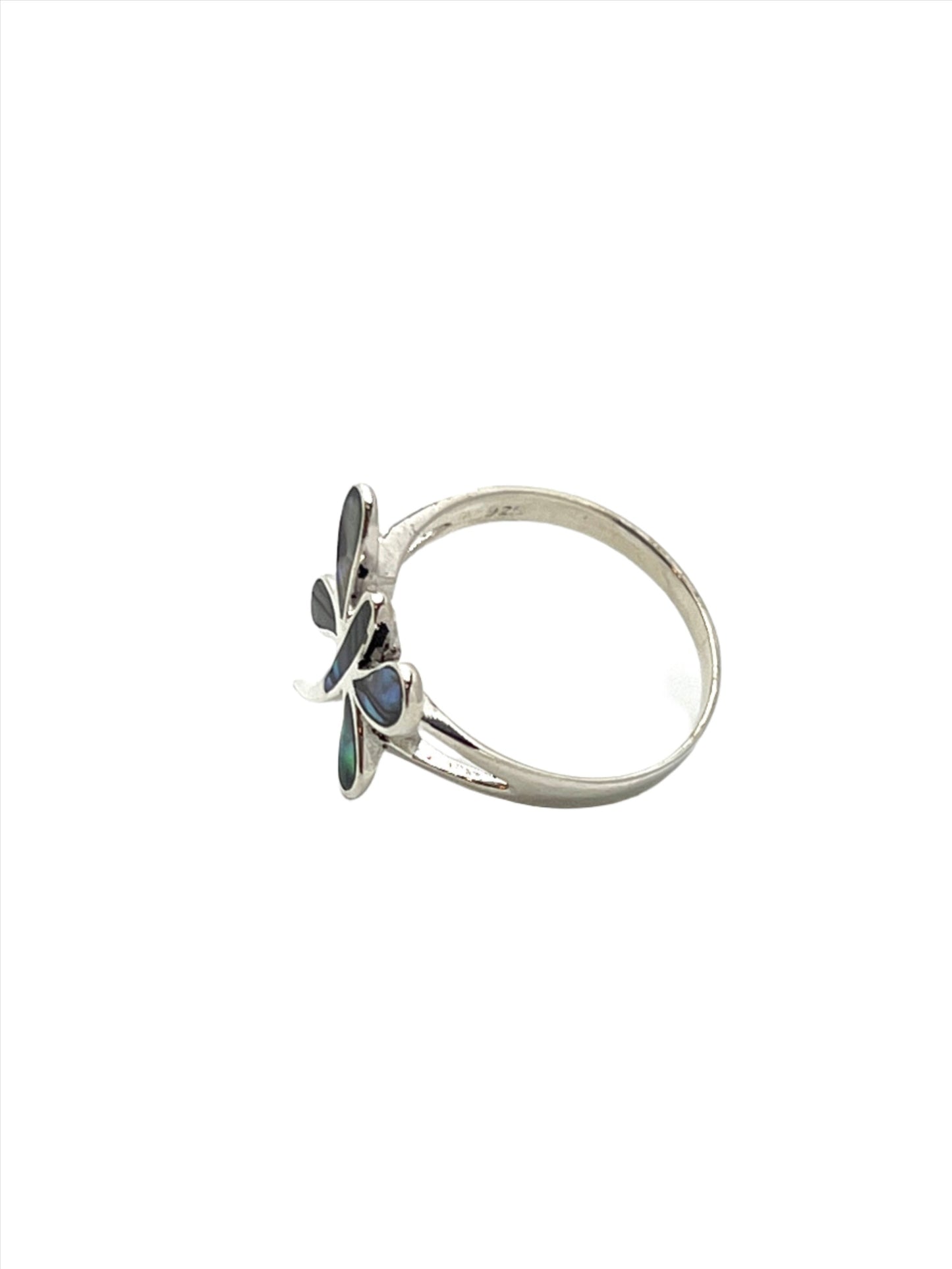 Sterling Silver Abalone Shell Dragonfly Ring