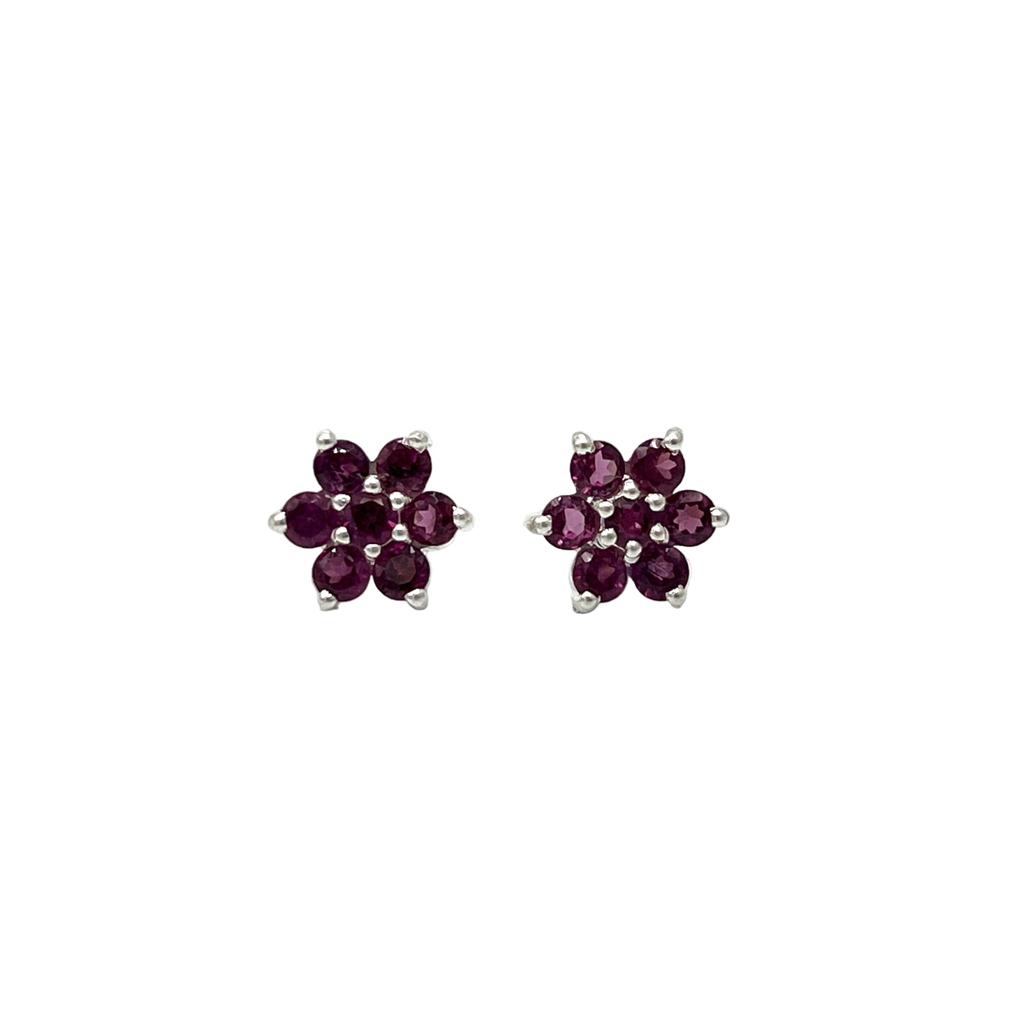 Faceted Gemstone Flower Stud