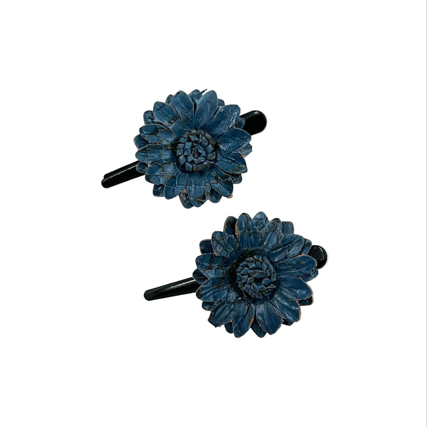Leather Flower Hair Clips